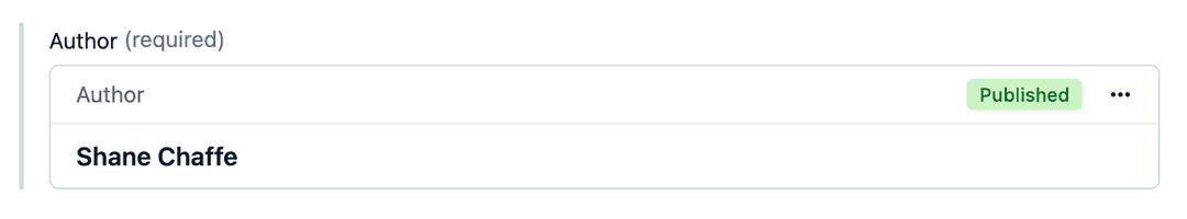 Screenshot of Author reference field